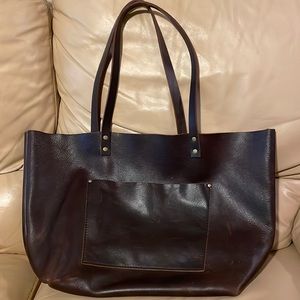 AP Portland Leather Goods oversized tote in coldbrew